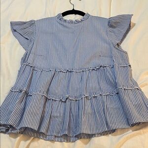 Miami Blue and White Striped Blouse